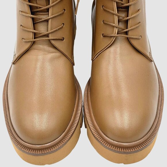 NEW Koio Italy Women 11 Fawn Beige Leather Cortina Combat Boots Handmade Shoes - Picture 2 of 16